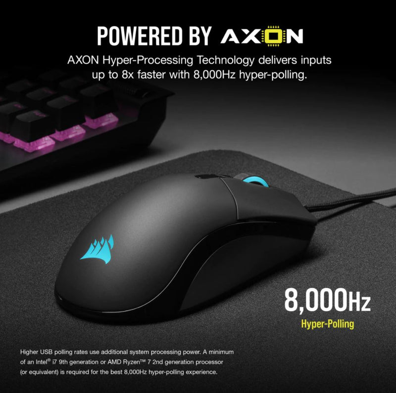 Corsair SABRE RGB PRO CHAMPION SERIES Gaming Mice - RGB, Ultra Lightweight, 18,000 DPI sensor,  Axon 8,000 Hz Hyper-Polling, Flexible weave Cable (LS)