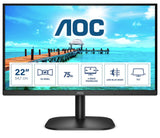 AOC 21.5" 22B2HN 1920x1080,  VA, 75Hz, HDMI 1.4, VGA, Tilt, Low Blue, Flicker Free, Ultra Slim, VESA 100mm, Tilt.   Home Office Monitor (LS