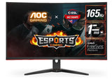 AOC 31.5" Curved 1ms 165Hz Full HD FreeSync Ultra Narrow Border Gaming Monitor - DP x 1, HDMI x 2, VGA x1. VESA100mm Low Blue (LS)