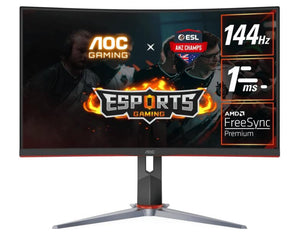 AOC 27" Curved QHD 2560x1440 0.5ms, 240hz Ultra Fast ,VA Curved 1000R, Free-Sync Premium, HDR Ready, E-sports, Gaming Monitor