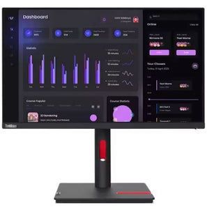 LENOVO ThinkVision T24I-30 23.8"/24" 60Hz FHD Monitor 1920x1080 16:9 Anti-Glare Height Adjustable Titl Swivel Pivot 4xUSB3.2 Hub VGA DP HDMI Audio 3yr