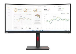 LENOVO ThinkVision T34w-30 34" WQHD Monitor 1500R Curve 4K 3440x1440 21:9 Height Adjustable Tilt and Swivel DP HDMI USB-C input LAN 4xUSB3.2 Hub 3yr