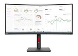 LENOVO ThinkVision T34w-30 34" WQHD Monitor 1500R Curve 4K 3440x1440 21:9 Height Adjustable Tilt and Swivel DP HDMI USB-C input LAN 4xUSB3.2 Hub 3yr