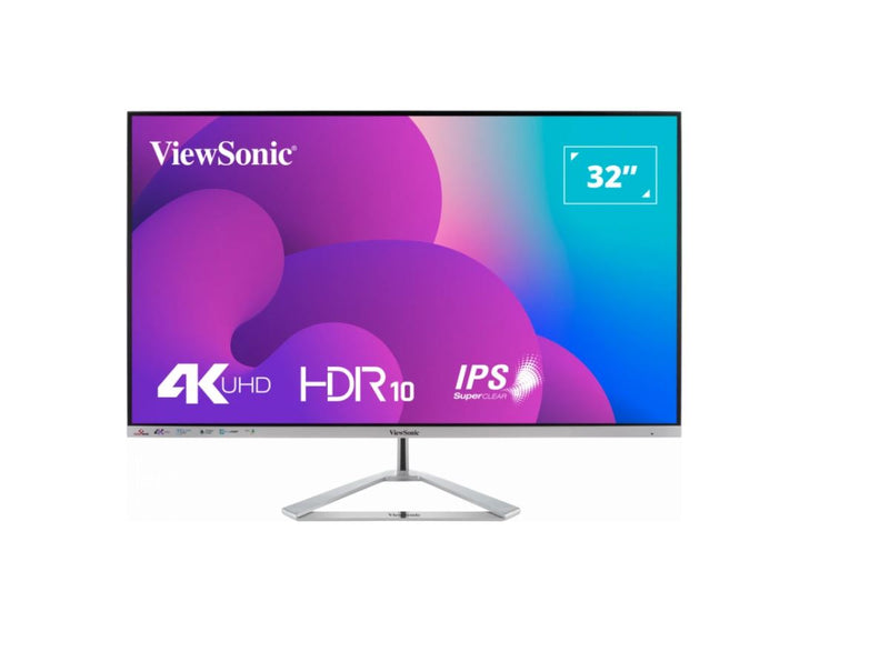 ViewSonic 32” 4K Business Professional Ultra Thin Stylish, SuperClear IPS, lowe energy 36w, VX3276-4K-mhd 3 year warranty 2023 Version