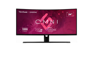 ViewSonic 34” Curved 3440x1440, 144Hz, 1500R , HDR10, Adaptive Sync, 2x HDMI, 2x DP, Speaker, VESA 100,  VX3418-2KPC Office Gaming Ultra Wide Monitor