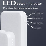 USP 10K mAh Power Bank (37W) with Triple Ports (USB-C + Dual USB-A) White - LED Power Indicator,Fast & Safe,Intelligent Charging,Meet Airport Aviation