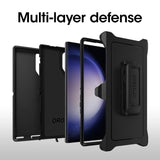 OtterBox Defender Samsung Galaxy S23 Ultra 5G (6.8") Case Black - (77-91055), DROP+ 4X Military Standard, Multi-Layer, Included Holster, Raised Edges