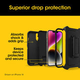 OtterBox Defender Apple iPhone 15 / iPhone 14 / iPhone 13 (6.1") Case Black - (77-92556), DROP+ 4X Military Standard,Included Holster,7 Years Warranty