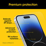 OtterBox Premium Glass Antimicrobial Apple iPhone 15 Pro (6.1") Screen Protector Clear - (77-93942), DROP+ 3ft Protection, Anti-Scratch