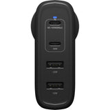 OtterBox 100W Four Port USB-C (Type I) PD Fast GaN Wall Charger - Black (78-81355), Dual USB-C (100W+18W), Dual USB-A (18W), 2 Years Warranty