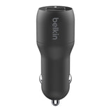 Belkin BoostCharge Dual USB-A Car Charger 24W - Black (CCB001btBK), 2xUSB-A (12W), Dual Port Fast & Compact Charger, $2,500 CEW,2YR