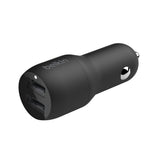 Belkin BoostCharge Dual USB-A Car Charger 24W - Black (CCB001btBK), 2xUSB-A (12W), Dual Port Fast & Compact Charger, $2,500 CEW,2YR