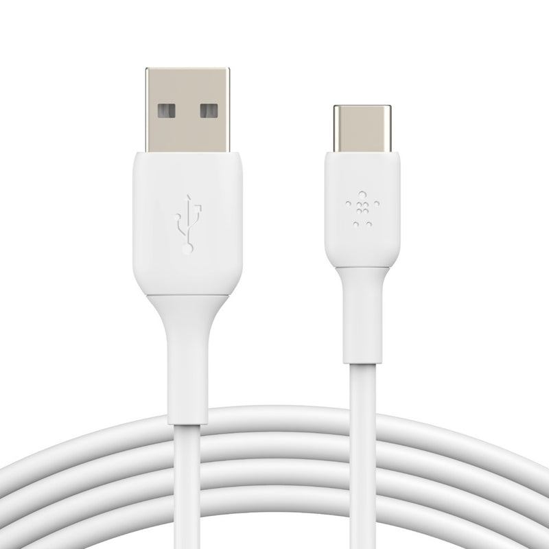 Belkin BoostCharge USB-C to USB-A Cable (2m/6.6ft) - White (CAB001bt2MWH),12W,480Mbps,8K+ bend,Samsung Galaxy,iPad,MacBook,Google,OPPO,Nokia,2YR