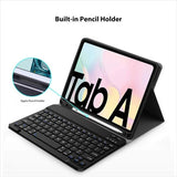 Generic Samsung Galaxy Tab A8 (10.5") Bluetooth Keyboard Leather Cover Case - Black (C105464), 10M Bluetooth Connection, Pencil Holder, 120Hz TouchPad