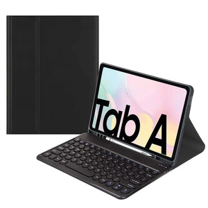 Generic Samsung Galaxy Tab A8 (10.5") Bluetooth Keyboard Leather Cover Case - Black (C105464), 10M Bluetooth Connection, Pencil Holder, 120Hz TouchPad