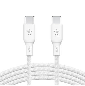 Belkin BoostCharge USB-C to USB-C Cable 100W (2M + 2M) - White (CAB014bt2MWH2PK), 480Mbps,30K+ bend,Samsung Galaxy,iPad,MacBook,Google,OPPO,Nokia,2YR