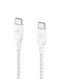 Belkin BoostCharge USB-C to USB-C Cable 100W (2M + 2M) - White (CAB014bt2MWH2PK), 480Mbps,30K+ bend,Samsung Galaxy,iPad,MacBook,Google,OPPO,Nokia,2YR