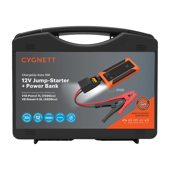 Cygnett ChargeUp Auto 10K mAh Jump-Starter & Power Pack - Orange(CY3577CHAUT),Vehicle Jump Starter Up to V10 Petrol 7L V8 Diesel 4.5L, 2 Years Warrant
