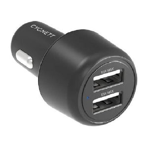 Cygnett CarPower 12W Dual Port (2x USB-A 12W) Car Charger - Black (CY3697CYCCH), Compact Design, Best for Charging Your Phone, 2 Years Warranty