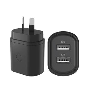 Cygnett PowerPlus 12W Dual Port (2x USB-A 12W) Wall Charger - Black (CY3672PDWLCH), Small, Lightweight & Compact Design, Travel Ready,Charge 2 Devices