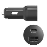 Cygnett CarPower 20W Dual Port Car Charger with 20W USB-C PD + 20W QC 3.0 USB-A - Black (CY3637CYCCH), Charge Two Devices,Fast Charge,Total Output 20W