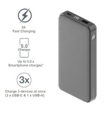 Cygnett ChargeUp Reserve 2nd Gen 20K mAh Power Bank-Silver(CY3703PBCHE),Triple Port(1xUSB-C 30W,1xUSB-C 15W,1xUSB-A 18W),Total 30W,40cmUSB-C Cable