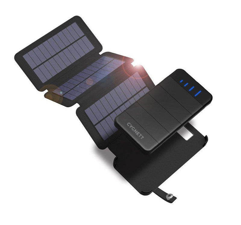 Cygnett ChargeUp Explorer 8K mAh Power Bank with Solar Panels - Black (CY2805PBCHE), 2xUSB-A, 3x Detachable Solar Panels,Battery indicator, LED Torch