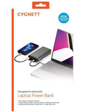 Cygnett ChargeUp Pro 20K mAh Laptop Power Bank - Black (CY4130PBCHE),2xUSB-C(65W PD/18W),1xUSB-A 18W,Total 65W,USB-C Cable,Triple Port,Digital Display