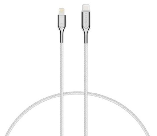 Cygnett Armoured Lightning to USB-C Cable (10cm) - White (CY2798PCCCL), 30W, Braided,20K Bend,Best for iPhone/iPad,Fast Charge,Durable,5 Yr. WTY.