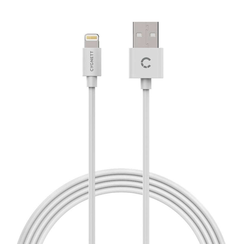 Cygnett Essentials Lightning to USB-A Cable (1M) - White (CY2723PCCSL),2.4A/12W,Fast Charge,Durable,Charge & Sync,Apple iPhone/iPad,2 Yr. WTY.