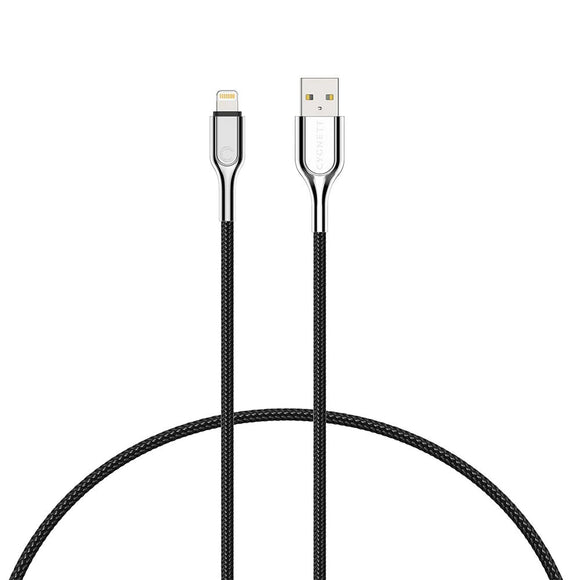 Cygnett Armoured Lightning to USB-A Cable (3M) - Black (CY2671PCCAL), 2.4A/12W, Braided, 20K Bend, Fast Charge, Apple iPhone/iPad/MacBook, 5 Yr. WTY.