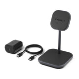 (LS) Cygnett Magnetic Wireless Charger 15W - Black (CY3768PPWIR), Includes 20W USB-C Wall Charger, USB-C to USB-C Cable (1.5M), Attachment Ring