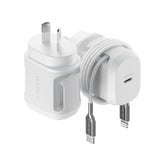 Cygnett PowerMaxx 30W CoolMOS USB-C Wall Charger - White (CY4121PDWLCH), Super Fast, Best for Phones/Tablets/Earbuds,Travel,Palm-Size,Cable Management