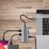 Cygnett Unite SlimMate 6-in-1 USB-C Multiport Hub Adapter Dock 3xUSB-A 3.0 1xUSB-C 100W PD 1xSD 1xMicro SD High-Speed Data Transfer 15cm Cable Length