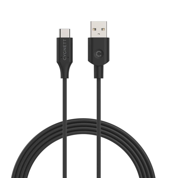 Cygnett Essentials USB-C to USB-A (2.0) Cable (1M) - Black (CY2728PCUSA),3A/60W,Samsung Galaxy,Apple iPhone,iPad,MacBook,Google,OPPO,Nokia, 2 Yr. WTY.