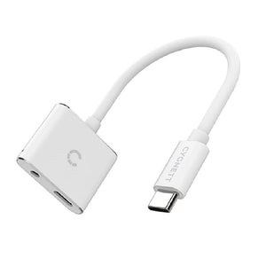 Cygnett Essentials USB-C to 3.5MM Audio & USB-C Female Fast Charge Adapter - White (CY2866PCCPD), Wide- Ranging compatibility, 2 Years Warranty