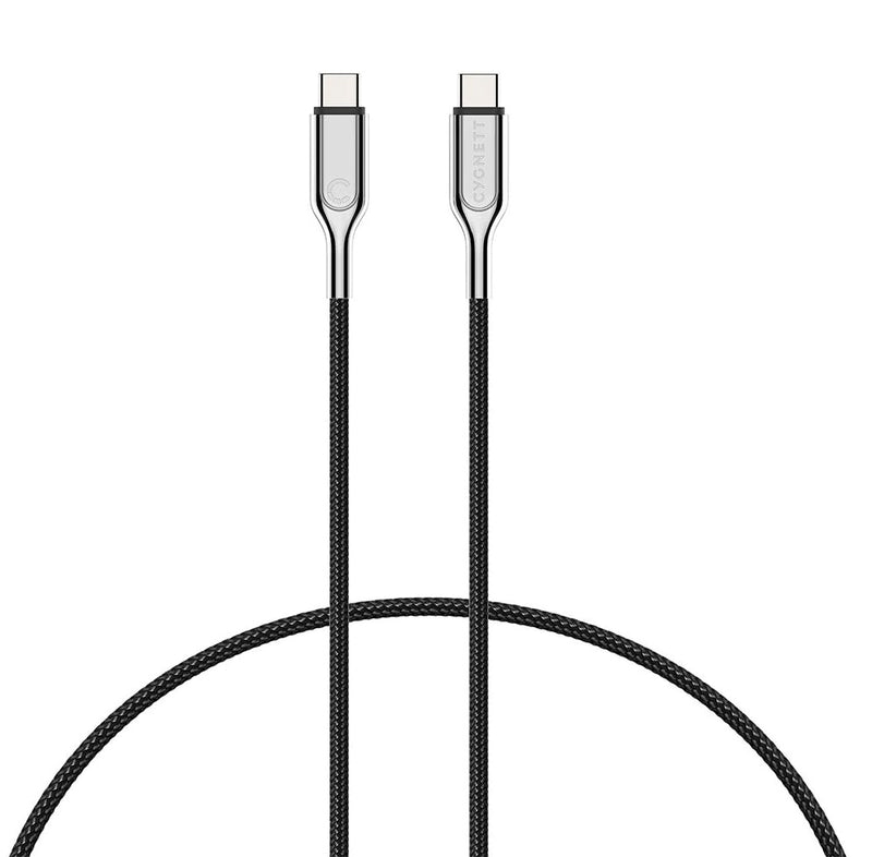 Cygnett Armoured USB-C to USB-C (2.0) Cable (2M) - Black (CY2678PCTYC), Samsung Galaxy,Apple iPhone,iPad,MacBook,Google,OPPO,Nokia,Laptop,5 Yr. WTY.