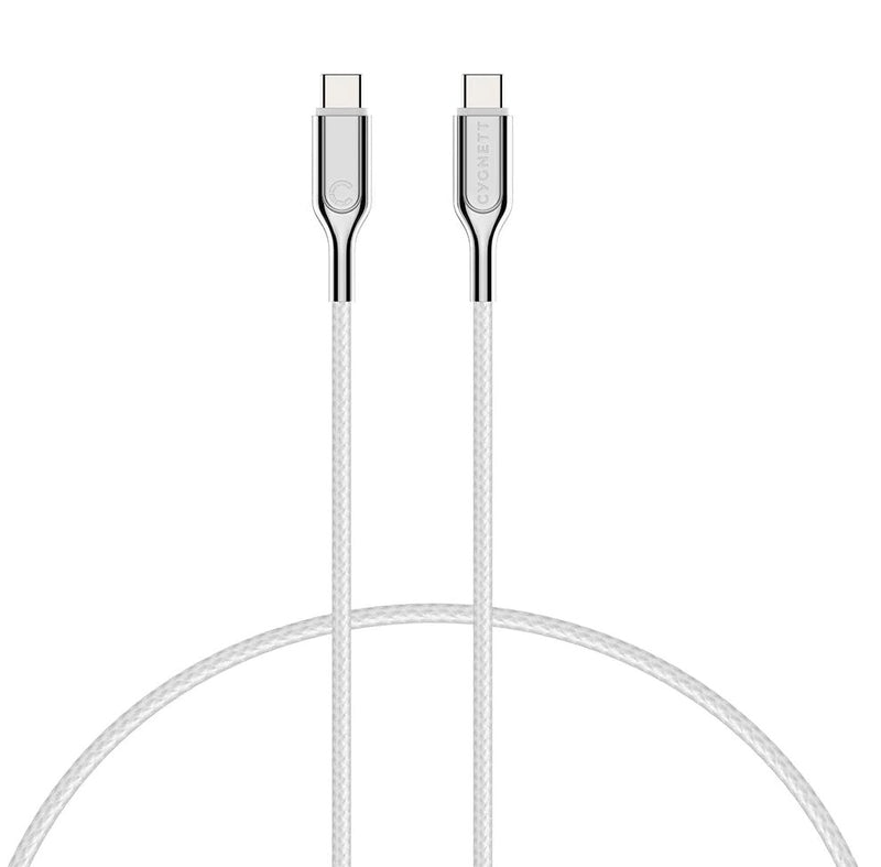 Cygnett Armoured USB-C to USB-C (2.0) Cable (2M) - White (CY2694PCTYC), Samsung Galaxy,Apple iPhone,iPad,MacBook,Google,OPPO,Nokia,Laptop,5 Yr. WTY.