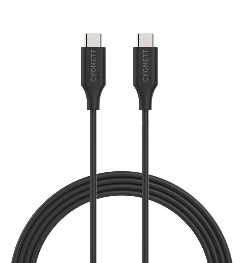 Cygnett Essentials USB-C to USB-C Cable (1M) - Black (CY3310PCUSA), 3A/60W, Samsung Galaxy,Apple iPhone,iPad,MacBook,Google,OPPO,Nokia, 2 Yr. WTY.