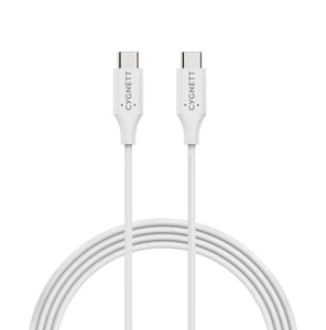 Cygnett Essentials USB-C to USB-C Cable (1M) - White (CY3309PCUSA), 3A/60W, Samsung Galaxy,Apple iPhone,iPad,MacBook,Google,OPPO,Nokia, 2 Yr. WTY.