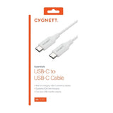 Cygnett Essentials USB-C to USB-C Cable (1M) - White (CY3309PCUSA), 3A/60W, Samsung Galaxy,Apple iPhone,iPad,MacBook,Google,OPPO,Nokia, 2 Yr. WTY.