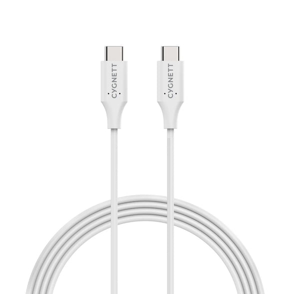 Cygnett Essentials USB-C to USB-C Cable (1M) - White (CY3309PCUSA), 3A/60W, Samsung Galaxy,Apple iPhone,iPad,MacBook,Google,OPPO,Nokia, 2 Yr. WTY.