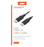 Cygnett Essentials USB-C to USB-C Cable (2M) - Black (CY3312PCUSA), 3A/60W, Samsung Galaxy,Apple iPhone,iPad,MacBook,Google,OPPO,Nokia, 2 Yr. WTY.