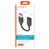 Cygnett Essentials USB-A Male to USB-C Female (10CM) Cable Adapter - Black(CY3321PCUSA),5GBPS Fast Data Transfer,Compact Design, 2 Years Warranty