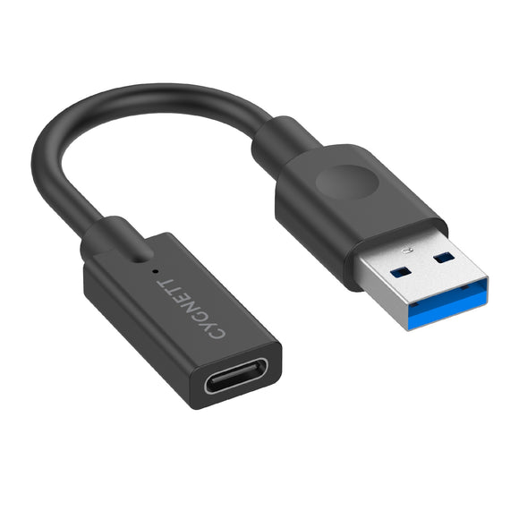 Cygnett Essentials USB-A Male to USB-C Female (10CM) Cable Adapter - Black(CY3321PCUSA),5GBPS Fast Data Transfer,Compact Design, 2 Years Warranty