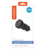 (LS) Cygnett Charge & Connect 20W USB-C Car Charger - Black (CY3744CYCCH), 0-50% iPhone battery life restored in 30 mins, 2 Years Warranty