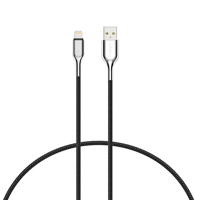 Cygnett Armoured Lightning to USB-A Cable (50cm) - Black (CY3953PCCAL), 2.4A/12W, Braided, 20K Bend, Fast Charge,Apple iPhone/iPad/MacBook, 5 Yr. WTY.