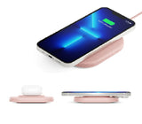 Cygnett PowerBase III 15W Fast Wireless Desk Charger - Pink (CY4061PPWIR), Qi Compatible,Compact,2M USB-C Cable,Case upto 3mm,Raised Charging Surface