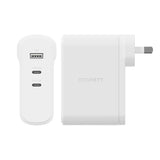 Cygnett PowerMaxx 100W Multiport GaN Wall Charger - White (CY4373PDWCH), 1xUSB-A (18W),2xUSB-C PD (100W), Charge 3 Devices, Best for Laptop