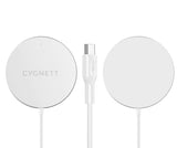 Cygnett MagCharge Magnetic Wireless Charging Cable (1.2M) - White (CY4416CYMCC), MagSafe & Qi Compatible, Up to 15W Fast Charge, Perfect Align